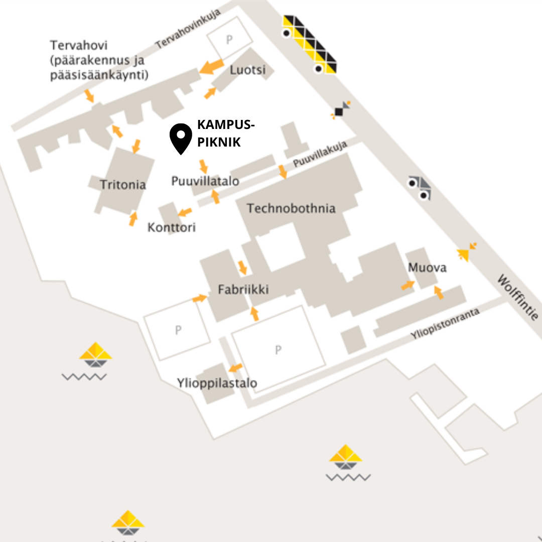 Map of campus with the marked location of picnics
