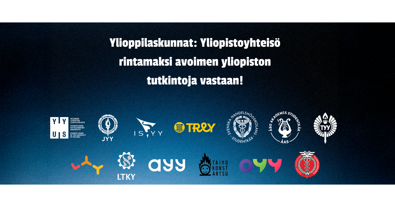Text on dark background: Student Unions: University community as a front against open university degrees