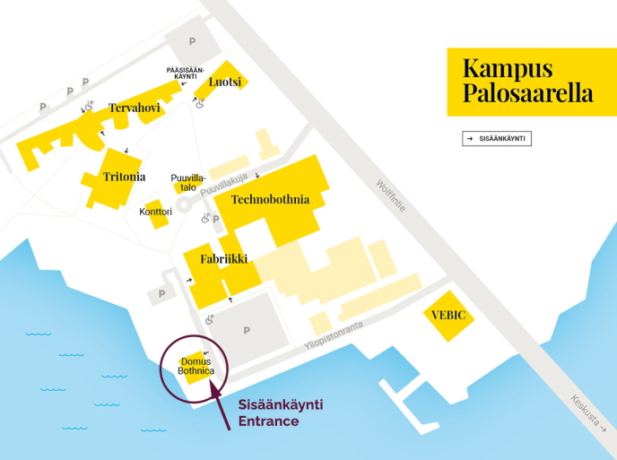 Map of the University of Vaasa's campus