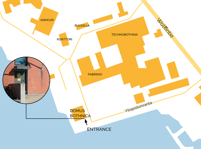Kartta Vaasan yliopiston kampusalueesta